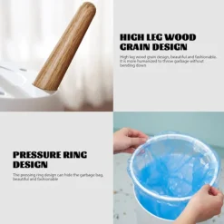 LBSS Soptunnor-7L Papperskorg Liten Soptunnor med Lock Press-typ och Träfötter, Nordiska Avfallskärl för Badrum, Sovrum, Hushållsbruk, Kontor