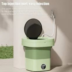 Tvättmaskiner-8L Portabel Mini Tvättmaskin med UV-Sterilisering Vikbar Centrifug med Dräneringskorg Dräneringsslang för Resor Bostäder