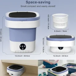 9054726972289 Tvättmaskiner-12L Portabel Tvättmaskin, 3 Djuprengöringslägen & Avtagbar. Vikbar Tvättmaskin för Lägenheter, Sovsalar