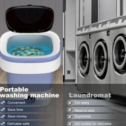 9054726972289 Tvättmaskiner-12L Portabel Tvättmaskin, 3 Djuprengöringslägen & Avtagbar. Vikbar Tvättmaskin för Lägenheter, Sovsalar