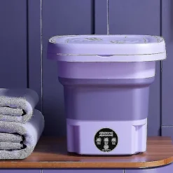 Tvättmaskiner-8l Vikbar Tvätmaskin Bärbar Strumpa Och Underkläder Infällbar Hushålls Tvätmaskin 3 Modeller Med Snurr TorkningBY UK
