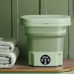 Tvättmaskiner-8l Vikbar Tvätmaskin Bärbar Strumpa Och Underkläder Infällbar Hushålls Tvätmaskin 3 Modeller Med Snurr TorkningBY UK