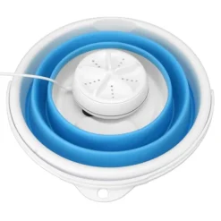 Tvättmaskiner-5L Vikbar Tvättmaskin Ultraljud Vibration Framåt Bakåt USB Vikbar Bricka för Hem Blå