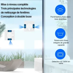 LIECTROUX Fönsterrengöring-Fönsterputsrobot YW509 – Spray med 4 munstycken / 3 riktningar – 100mL tank – 3000Pa – APP – Trippelsäkerhet
