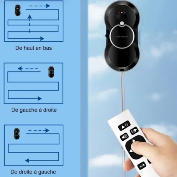 LIECTROUX Fönsterrengöring-Fönsterputsrobot HCR-10 - 2800 Pa - 30ml tank - Automatisk rengöring - Intelligent självgående fönsterputsrobot