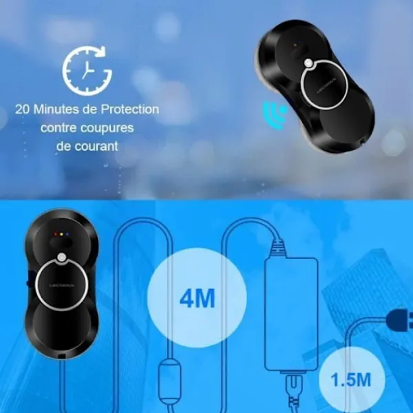 LIECTROUX Fönsterrengöring-Fönsterputsrobot HCR-10 - 2800 Pa - 30ml tank - Automatisk rengöring - Intelligent självgående fönsterputsrobot