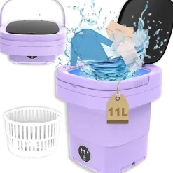 Tvättmaskiner-Liten hopfällbar tvättmaskin, portabel tvättbalja, portabel tvättmaskin, 9L 2 i 1 hopfällbar tvättmaskin och torktumlare