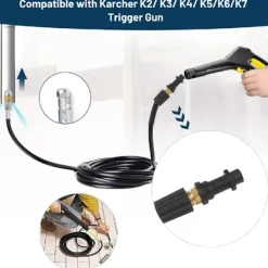 Högtryckstvättar-15M Högtrycks Avloppsrengöringsslang 180bar Flexibel Avloppsrengöringsslang Högtrycksslang med Jetmunstycke och Roterande Munstycke, Adaptrar för K