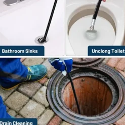 Högtryckstvättar-15M Högtrycks Avloppsrengöringsslang 180bar Flexibel Avloppsrengöringsslang Högtrycksslang med Jetmunstycke och Roterande Munstycke, Adaptrar för K