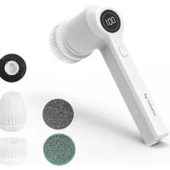 Städmaskiner-M4 280RPM Sladdlös Rengöringsborste – 2 Borsthuvuden för Badrum/Kök, Handhållen