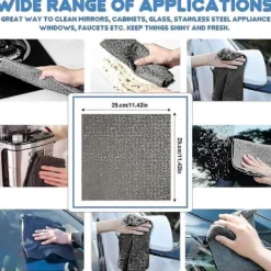 BRONZE Svampar & Dukar-Magisk rengöringsduk för glas, 10 st förtjockade magiska rengöringsdukar, putsdukar för glas, ränder fria m [BR]