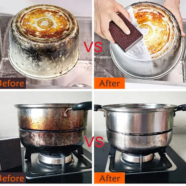 NSF Svampar & Dukar-Magiskt kök svamp borste melamin svamp rengöring borste avkalkning kniv panna kruka rengöring stark sanering borstar