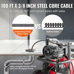 DUOKU Städmaskiner-Maskin för Avloppsrengöring - - D1000 - 100FT x 3/8 Tum - Automatisk Matning - 8 Skärare