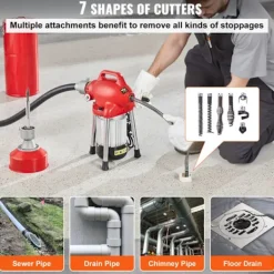 DUOKU Städmaskiner-Maskin för Rengöring av Avlopp-- 120FT x 5/8