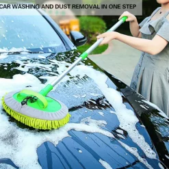 LBSS Städmoppar-Mikrofiber biltvättborste mopp förlängbart långt handtag repfritt avtagbart och tvättbart cover för bil