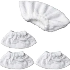 Ångtvättar-Mikrofiber ångrengöring för manuellt munstycke, set med svampdukar, svampbomullsöverdrag, kompatibelt med de flesta ångrengörare (vit)