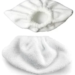 Ångtvättar-Mikrofiber ångrengöring för manuellt munstycke, set med svampdukar, svampbomullsöverdrag, kompatibelt med de flesta ångrengörare (vit)