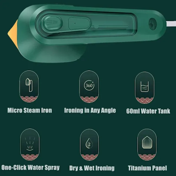 Ångtvättar-Mikrostångjärn, bärbara resejärn mini med ånga, miniångjärn handhållen klädångare för resor och hem