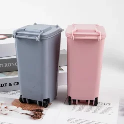Jettbuying Soptunnor-Mini Desktop papperskorg Plastsoptunnor med lock Hushållskl 4pcs