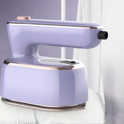 Strykjärn-Mini Handhållen Ångstrykjärn med Roterbart Handtag Torr Våt Användning Lättviktig Bärbar Klädångare Strykmaskin EU Plug