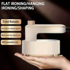 Ångtvättar-Mini Hopfällbar Handhållen Ångare, 180° Roterande Munstycke med Snabb Uppvärmning, Snabb Rynkborttagare för Resor Studenthem, Vit.