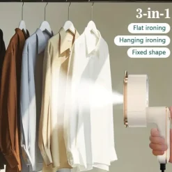 Ångtvättar-Mini Hopfällbar Handhållen Ångare, 180° Roterande Munstycke med Snabb Uppvärmning, Snabb Rynkborttagare för Resor Studenthem, Vit.