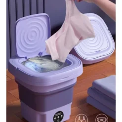 Tvättmaskiner-Mini Hopfällbar Tvättmaskin 8L Lila Violett Ljussterilisering Bärbar Underkläder Tvättmaskin