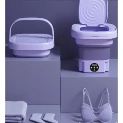 Tvättmaskiner-Mini Hopfällbar Tvättmaskin 8L Lila Violett Ljussterilisering Bärbar Underkläder Tvättmaskin
