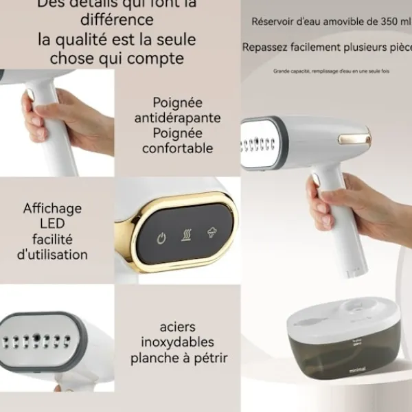 LUNAVO Ångtvättar-Mini ångstrykare - Ångstrykare för kläder, gardiner osv... klädesaccessoar för klänning, t-shirt ånga