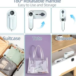 Holocky Strykjärn-Mini Ångstrykjärn, Bärbar Ångstrykjärn med 8 Förinställda Ång- och Temperaturinställningar EU