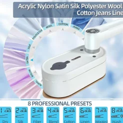 Holocky Strykjärn-Mini Ångstrykjärn, Bärbar Ångstrykjärn med 8 Förinställda Ång- och Temperaturinställningar EU