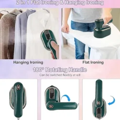 Ångtvättar-Mini Ångstrykjärn, 1090W Vikbart Handhållet Reseångstrykjärn, Keramisk Nonstick Stryksula, 15s Snabb Uppvärmning