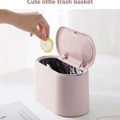 AUGRO Soptunnor-Mini papperskorg Bordspapperskorg med lock Sovrumspapperskorg (Rosa)