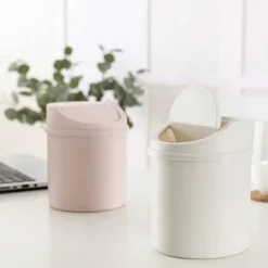 HEET Soptunnor-Mini skrivbordspapperskorg Liten papperskorg med lock Sovrumsskräp