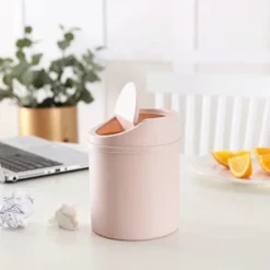 HEET Soptunnor-Mini skrivbordspapperskorg Liten papperskorg med lock Sovrumsskräp