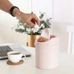 HEET Soptunnor-Mini skrivbordspapperskorg Liten papperskorg med lock Sovrumsskräp
