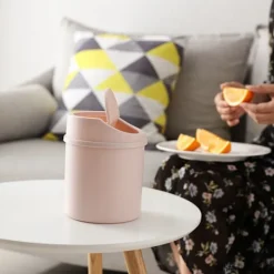 HEET Soptunnor-Mini skrivbordspapperskorg Liten papperskorg med lock Sovrumsskräp