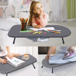 VRIETINA Strykjärn-Mini Strykbord, Fällbart Kompakt Strykbord, med Strykjärnshållare och Upphängningskrok, 83 x 31 cm,