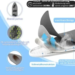 VRIETINA Strykjärn-Mini Strykbord, Fällbart Kompakt Strykbord, med Strykjärnsavlastning och Upphängningskrok, 83 x 31 cm,