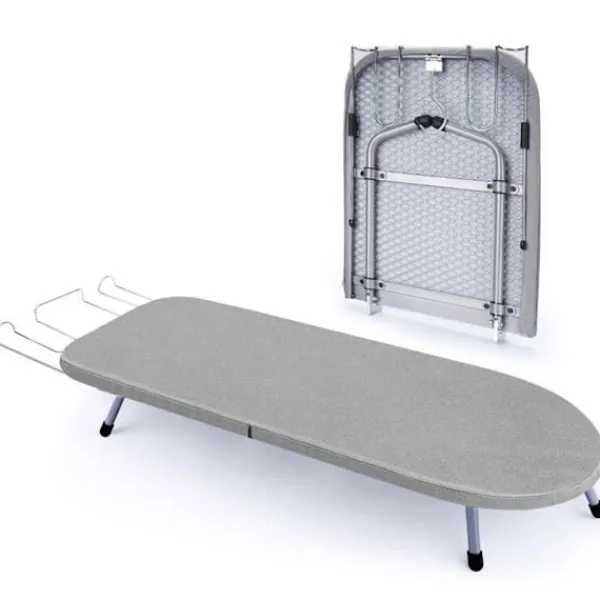VRIETINA Strykjärn-Mini Strykbord, Fällbart Kompakt Strykbord, med Strykjärnsstöd och Hängkrok, 83 x 31 cm,