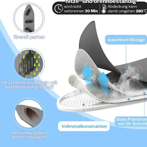 VRIETINA Strykjärn-Mini Strykbord, Fällbart Kompakt Strykbord, med Strykjärnsstöd och Hängkrok, 83 x 31 cm,