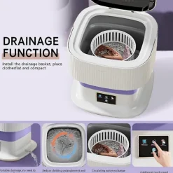 Tvättmaskiner-Mini Tvättmaskin, 10L Portabel Tvättmaskin och Torktumlare Lämplig för Lägenheter, Studenthem, Hotell EU-kontakt