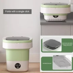 Tvättmaskiner-Mini Vikbar Portabel Tvättmaskin 12L – Kompakt Portabel Maskin för Resor, Små Lägenheter och Studentrum