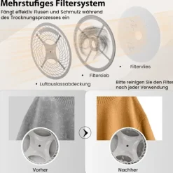 Northix Torktumlare-Minitorktumlare 2.5KG med 5 program upp till 69℃ avluftstork 800W