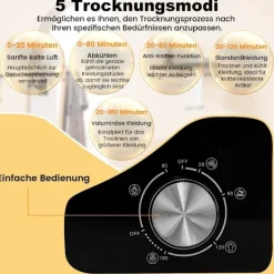 Northix Torktumlare-Minitorktumlare 2.5KG med 5 program upp till 69℃ avluftstork 800W