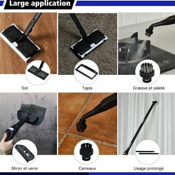 COSTWAY Ångtvättar-Mångsidig Ångtvätt 2000W För Dammkvalster-Reservoar 1,5L, 19 Tillbehör 4,0 Bar-LED-Indikator-108℃-