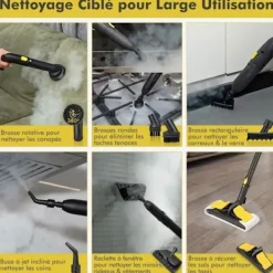 COSTWAY Ångtvättar-Mångsidig ångtvätt 2000W för vägglöss - 5 BAR - 15 tillbehör och manometrar - 1,8L tank - 160°C - 4 hjul -