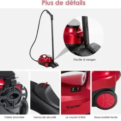 COSTWAY Ångtvättar-Mångsidig Ångtvättare 2000W för Sänglöss - 1,5L Behållare, 19 Tillbehör, 4,0 Bar, LED Indikator, 108℃, Röda kvalster