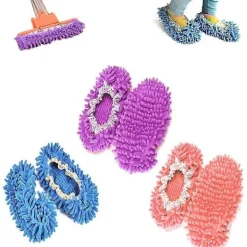CL Städmoppar-Mopptofflor, Kitteny 3 par multifunktionella mikrofibermoppskor rengöringstofflor för hemmet, 3 färger 6 st