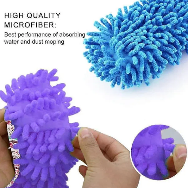 CL Städmoppar-Mopptofflor, Kitteny 3 par multifunktionella mikrofibermoppskor rengöringstofflor för hemmet, 3 färger 6 st
